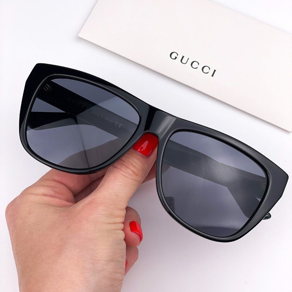 GUCCI GG0926S 001 Sunglasses Black Green Gray Square Unisex
